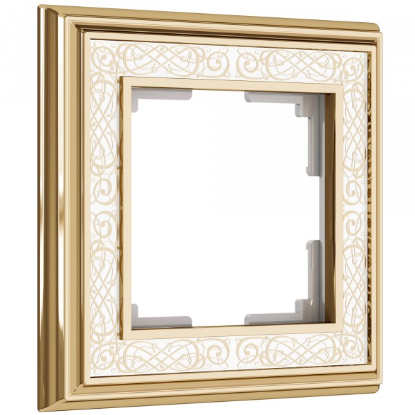Рамка на 1 пост WL77-Frame-01 Palacio Gracia (золото/белый) - купить в #REGION_NAME_DECLINE_PP#