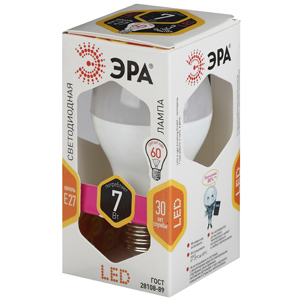 Светодиодная лампа LED A55-7w-E27 ЭРА с гарантией 